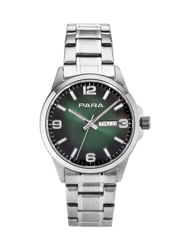 Para-Quartz-Herrenuhr mit Stahlbandgeh&auml;use 