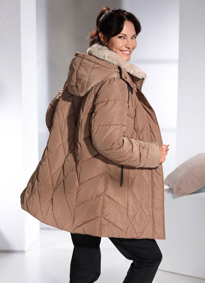 Jacke mit Kunstpelz-Besatz am Kragen 