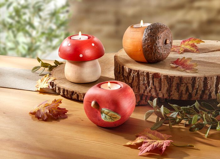Herbstliche Teelichthalter im 3er-Set 