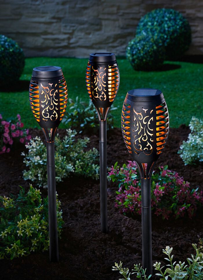 Solar-Fackel, 3er-Set, zum Klemmen oder Stecken 