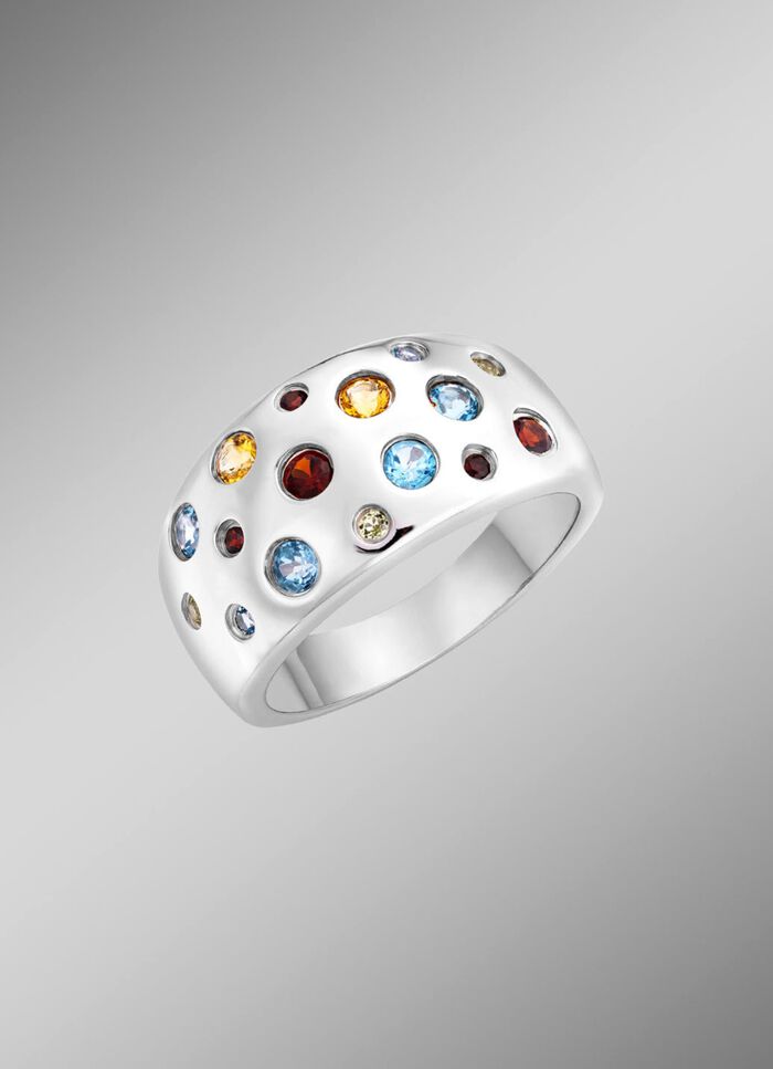 Funkelnde Raffinesse: Damenring mit echten Edelsteinen 