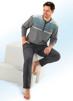 Hajo Klima Komfort Schlafanzug mit Knopfleiste und garngef&auml;rbtem Ringel 