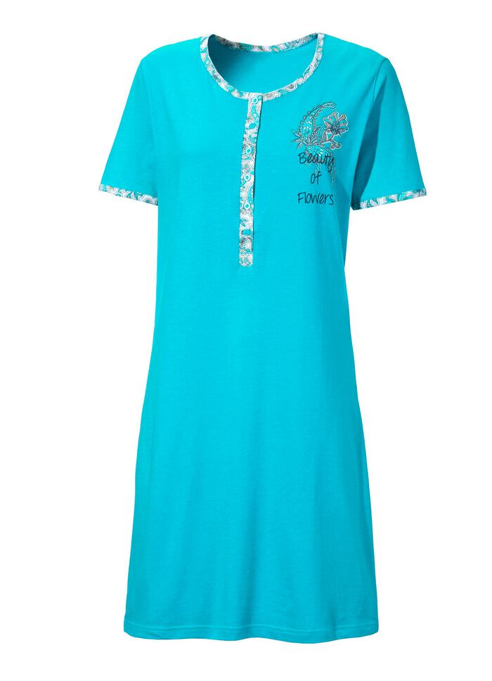 Zweierpack Nachthemden mit langer Knopfleiste, Stickerei sowie kurzen &Auml;rmeln 