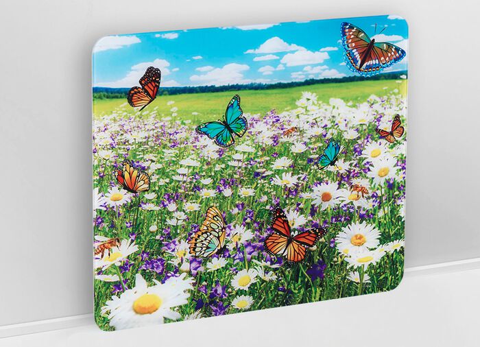 Wandblende aus Glas mit Sommerwiesen-Motiv 
