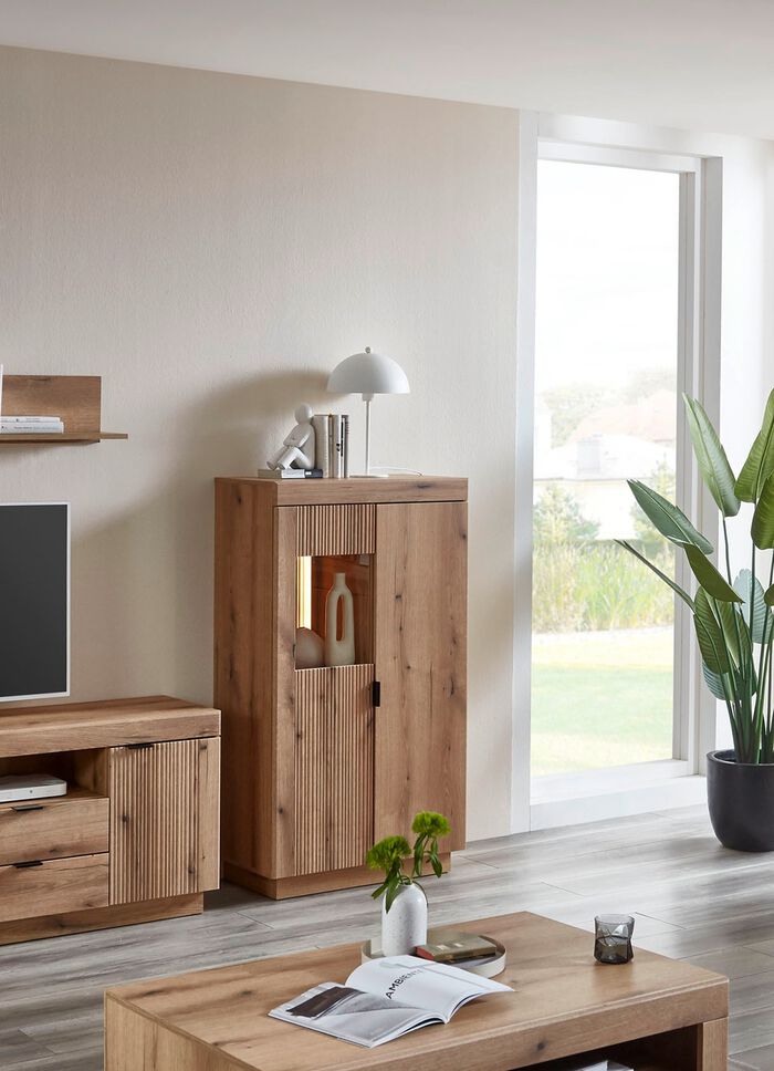 Vitrine, 2-t&uuml;rig, mit LED-Beleuchtung und Softclose 