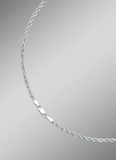 Stilvolle Kordel-Halskette in Wei&szlig;gold 