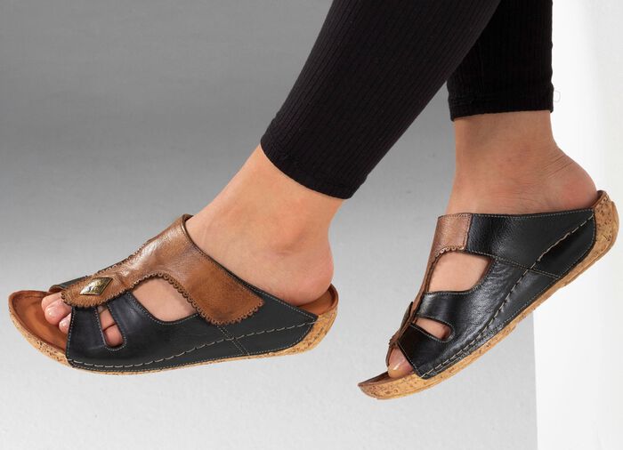 Gemini, bequeme Damen-Pantoletten, Weite G, mit Klettverschluss 