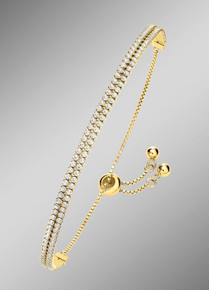 Elegantes doppelreihiges Armband mit synth. Zirkonia 