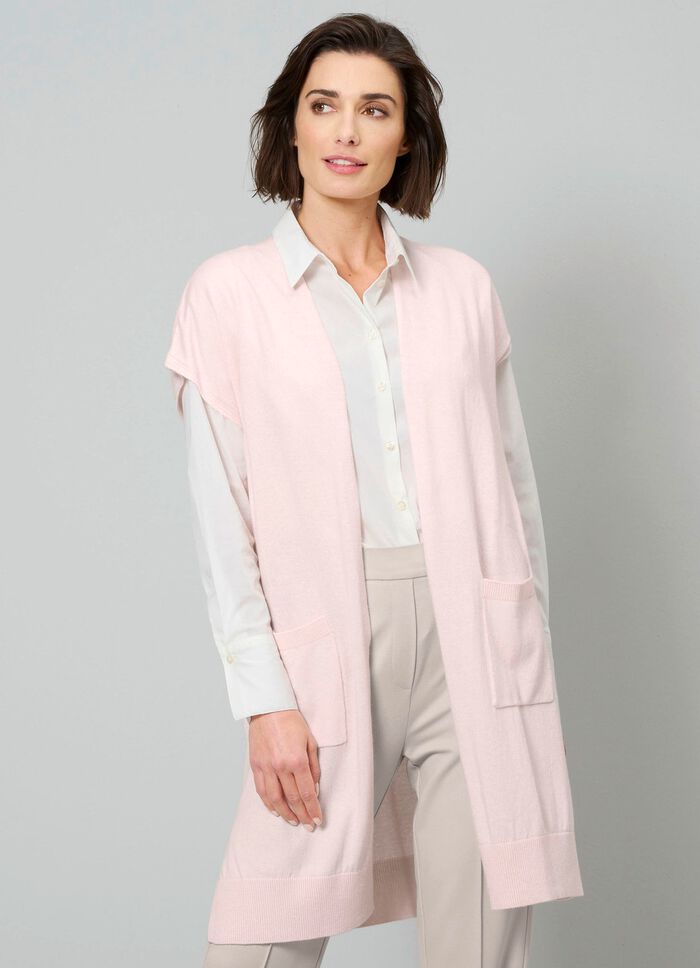 Long-Strickweste mit Kaschmir 