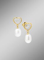 Ohrstecker mit S&uuml;&szlig;wasser-Zuchtperlen und synth. Zirkonia 