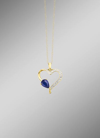 Anh&auml;nger in Herzform mit echt Safir 