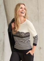 Pullover mit Spitzenbesatz 