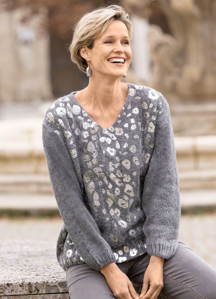 Pullover mit gl&auml;nzendem Foliendruck 