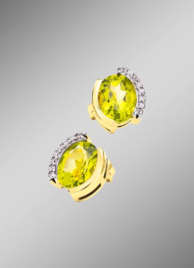 Ohrstecker mit echt Peridot und synth. Zirkonia 