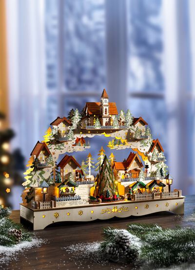 Schwibbbogen aus Holz mit LED-Beleuchtung 