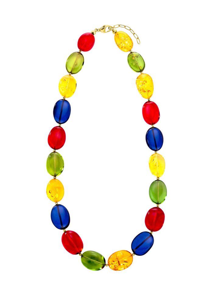 Halskette mit echt Bernstein in Multicolor 