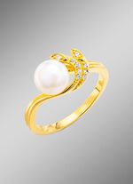 Edler Damenring mit S&uuml;&szlig;wasser-Zuchtperle und synth. Zirkonia 