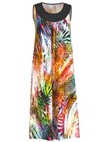 Kleid mit farbbrillantem Druckdessin, &auml;rmellos 