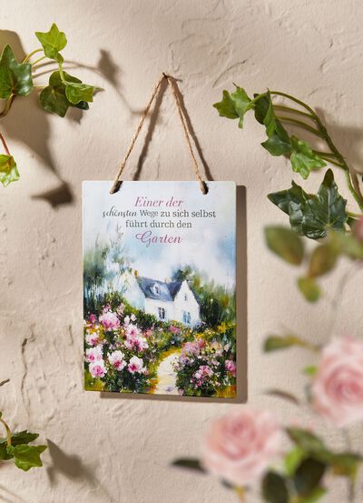 Romantisches Gartenschild aus Metall 