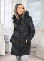Longjacke mit abnehmbarer Kapuze 