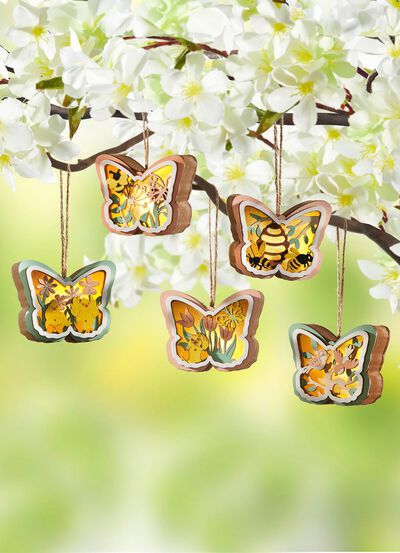 Beleuchtete Holzh&auml;nger, 5er-Set 