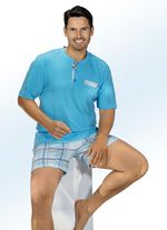 Shorty mit Knopfleiste, aufgesetzter Brusttasche und Karodessin 