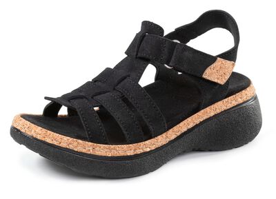 Stegspangen-Sandale mit Kork-Bes&auml;tzen 