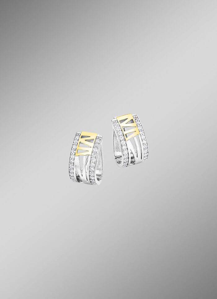 Klappcreolen in Bicolor mit synth. Zirkonia 