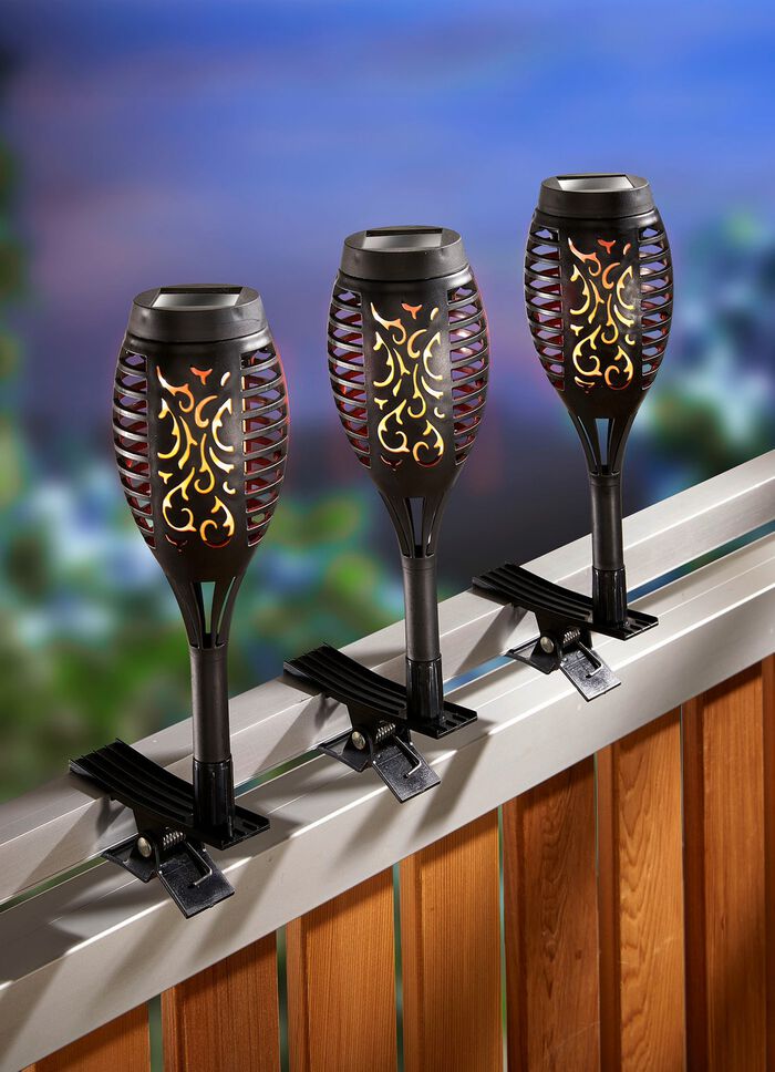 Solar-Fackel, 3er-Set, zum Klemmen oder Stecken 