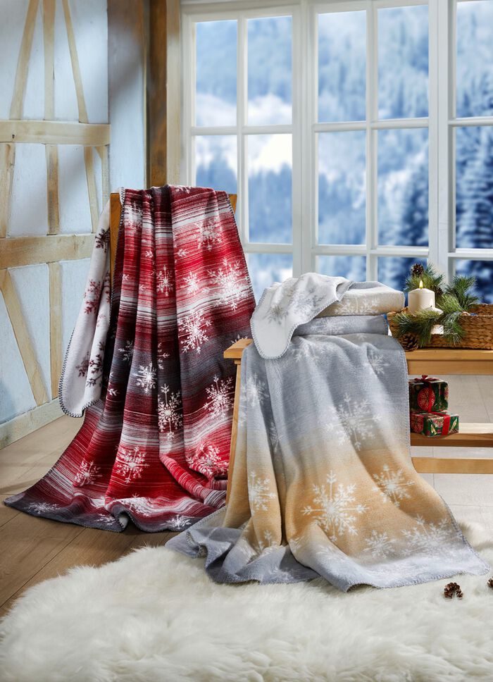 Superangenehmene Wohndecke mit Schneeflockenmotiv 