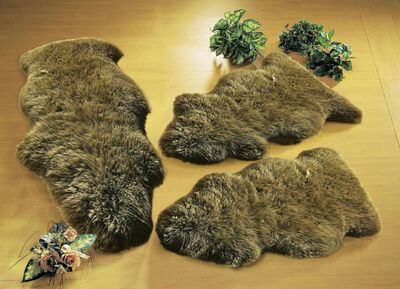 Bettumrandung aus echtem Lammfell in Tierform 