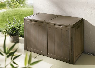 Spritzwasserbest&auml;ndige Aufbewahrungsboxen in Holzoptik 