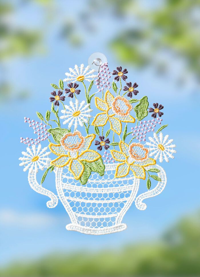 Fensterbild aus echter Plauener Spitze 