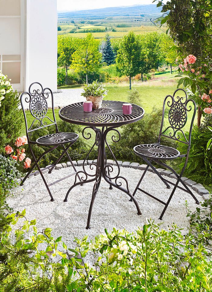 Gartenm&ouml;bel-Set, 3-teilig, aus Metall 
