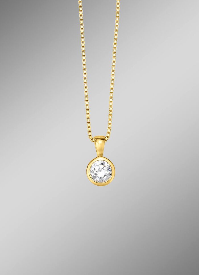 Zarte Eleganz: Anh&auml;nger mit synth. Zirkonia und Veneziakette 