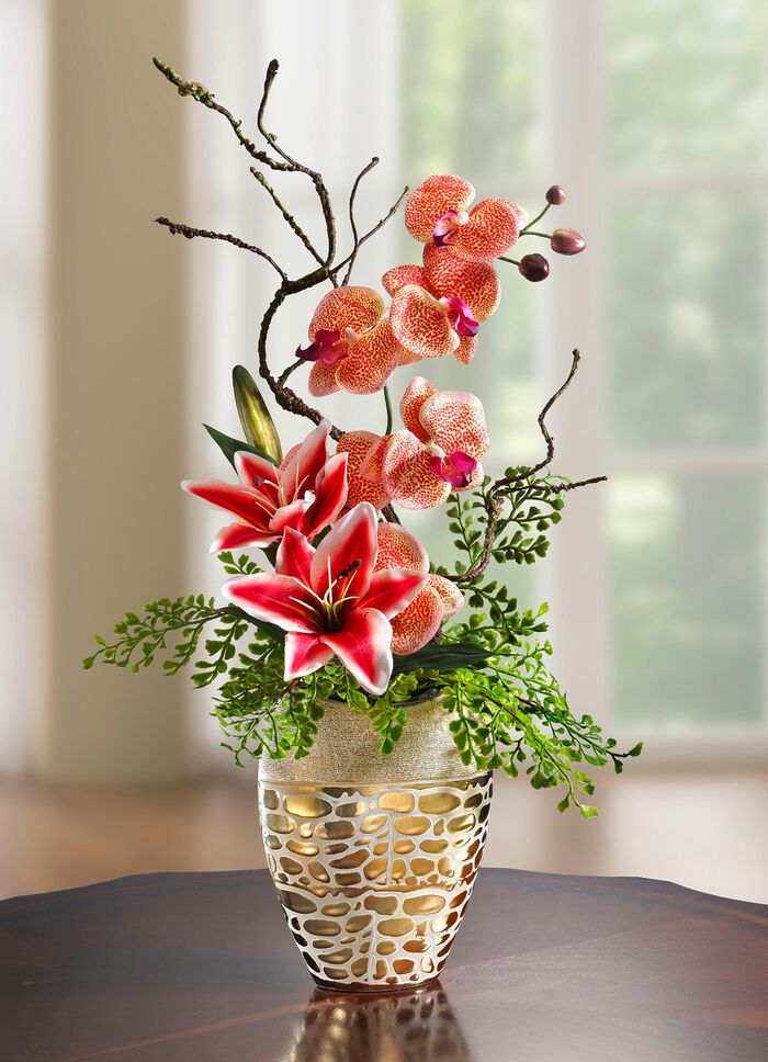 Orchideen-Gesteck im Topf 