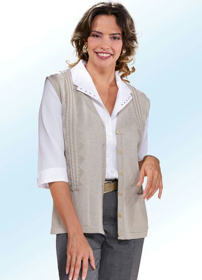 Strickweste mit Zopfdessin 