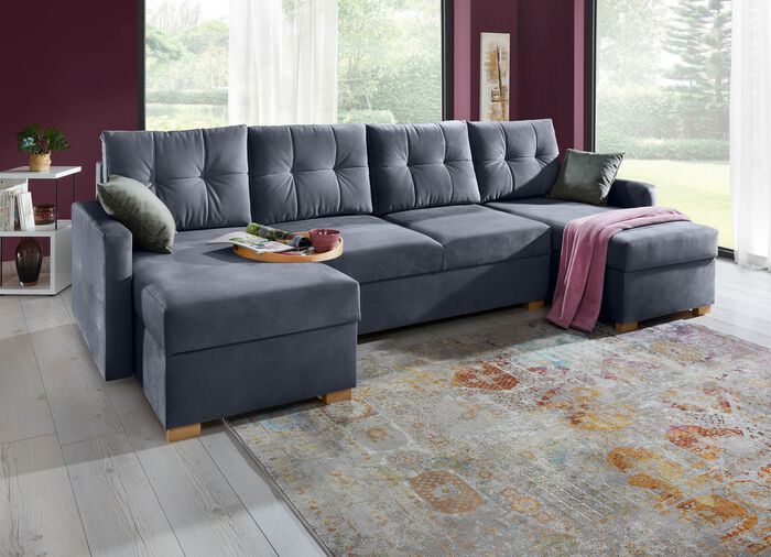 Gem&uuml;tliche Wohnlandschaft mit Bettfunktion und 3 Bettk&auml;sten 