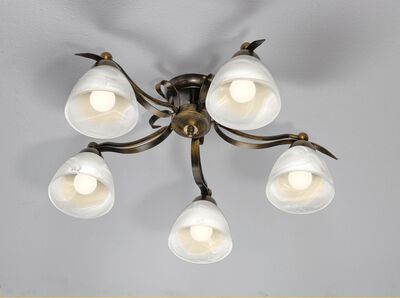 Formsch&ouml;ne Deckenleuchte aus Eisen und Glas 