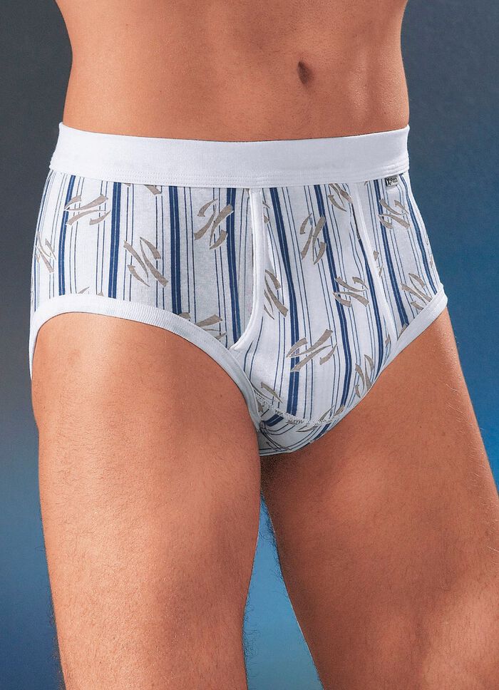Viererpack Slips aus Feinripp mit Eingriff, bunt dessiniert 