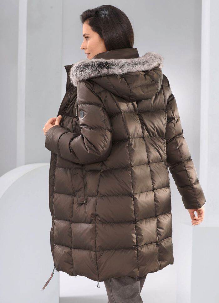 Daunen-Kurzmantel mit abnehmbarer Kapuze 